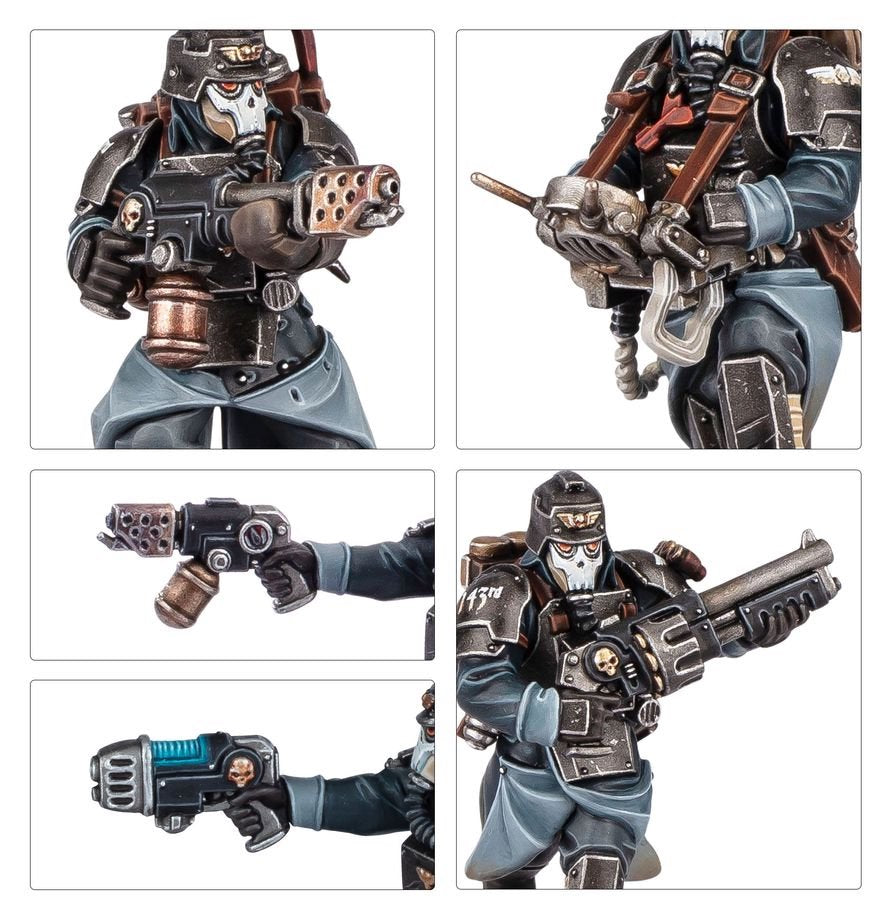 Warhammer 40,000 Astra Militarum Death Korps of Krieg Combat Engineers Set – 5+1 Plastic Miniatures Kit with Customisable Weapons, Remote Mine