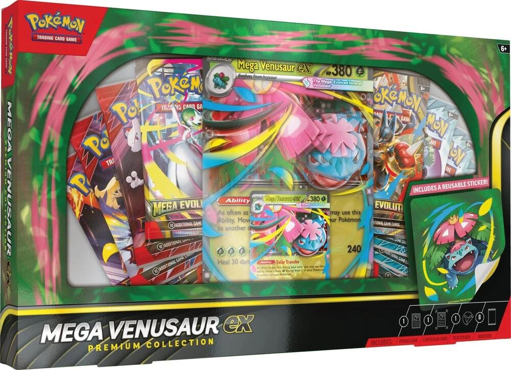 Pokemon Mega Venusaur ex Premium Collection – 8 Booster Packs – Collectible Card Game Set