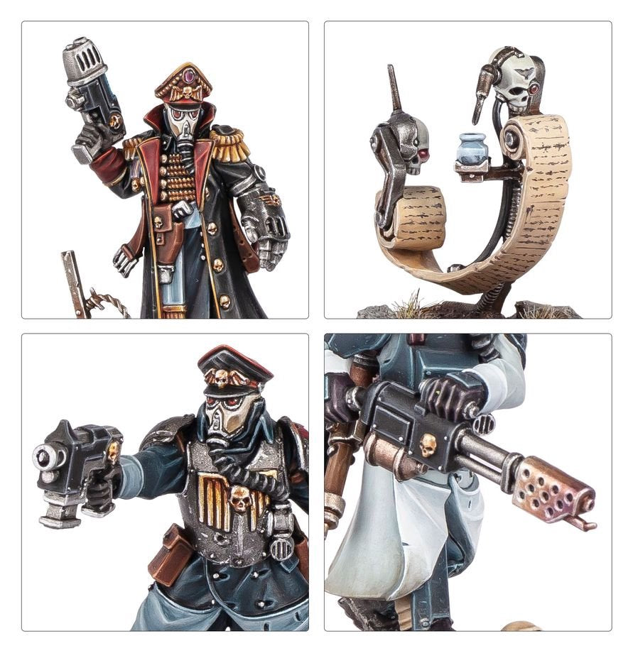 Warhammer 40K Astra Militarum Krieg Command Squad Miniatures Kit – Lord Commissar & Veteran Krieg Guardsmen – 7 Plastic Figures with Custom Weapon