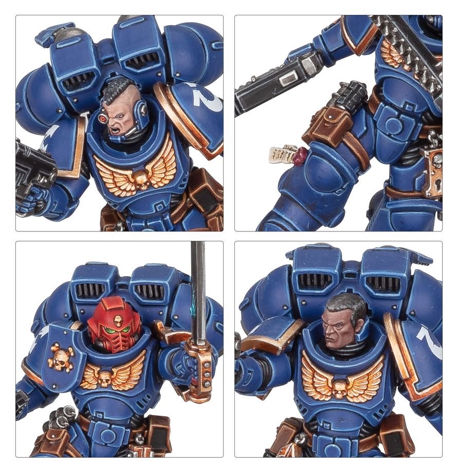 Warhammer 40K Assault Intercessors with Jump Packs - Space Marine Airborne Assault Squad Miniatures - Build 5 Jump Pack Intercessors with Chainswords