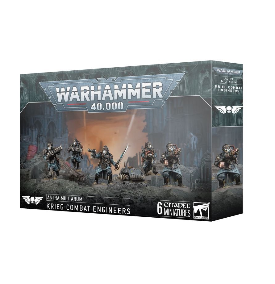Warhammer 40,000 Astra Militarum Death Korps of Krieg Combat Engineers Set – 5+1 Plastic Miniatures Kit with Customisable Weapons, Remote Mine