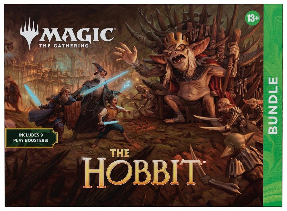 Magic: The Gathering The Hobbit Bundle with Play Boosters, Foil Cards, Full-Art Lands, Spindown Life Counter & Storage Box
