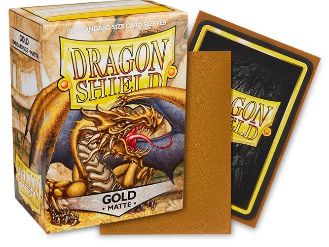 Dragon Shield Standard Matte Card Sleeves Gold 100 Count, Textured Trading Card Protector Sleeves for MTG, Pokémon, Lorcana, Flesh and Blood, Standard