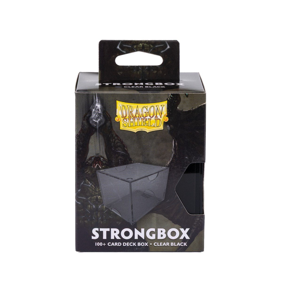 Dragon Shield Strongbox Card Deck Box Black 100+ Double-Sleeved Card Capacity, Clear Acrylic TCG Storage Case, Stackable Deck Box with Secure Vacuum