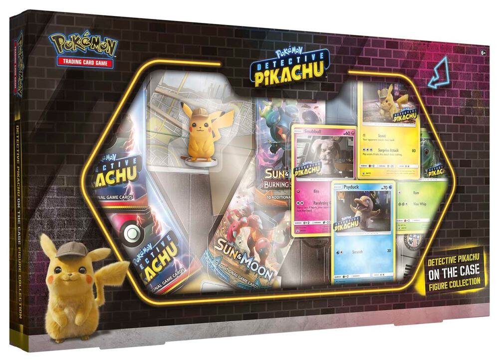 Pokemon TCG Detective Pikachu On The Case Figure Collection Box with 5 Booster Packs and Promos