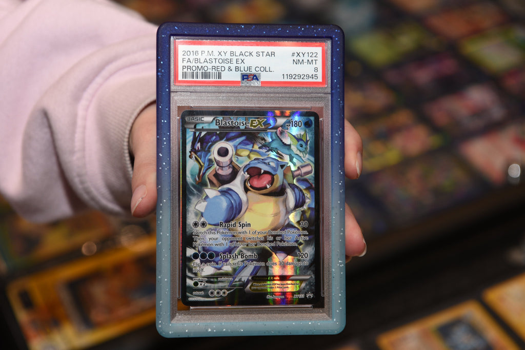 ER Bumper Slab PSA Gradient Blue-Dark Blue Glitter Protective Frame for Graded Trading Card Slabs