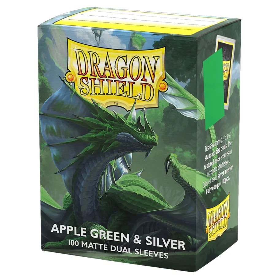 Dragon Shield Dual Matte Sleeves Apple Green & Silver (100 Count) – Standard Size Trading Card Sleeves for MTG, Pokémon, Lorcana, Flesh and Blood