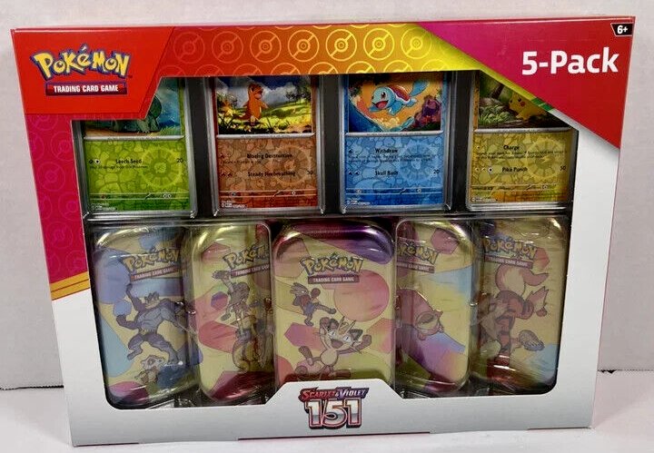 Pokemon TCG Scarlet & Violet 151 5 Pack Mini Tins - 10 Booster Packs inside