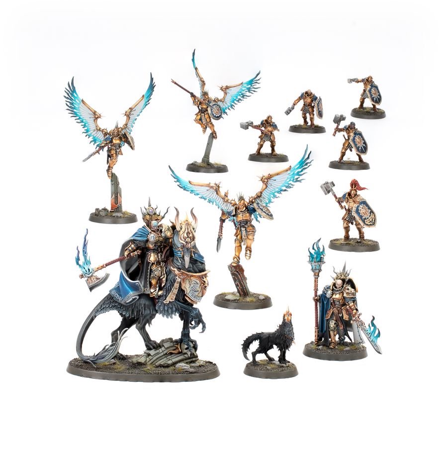 Warhammer Age of Sigmar: Ultimate Starter Set – Spearhead Starter Box with Stormcast Eternals & Skaven, 37 Push-Fit Miniatures, Gaming Mat, Dice &