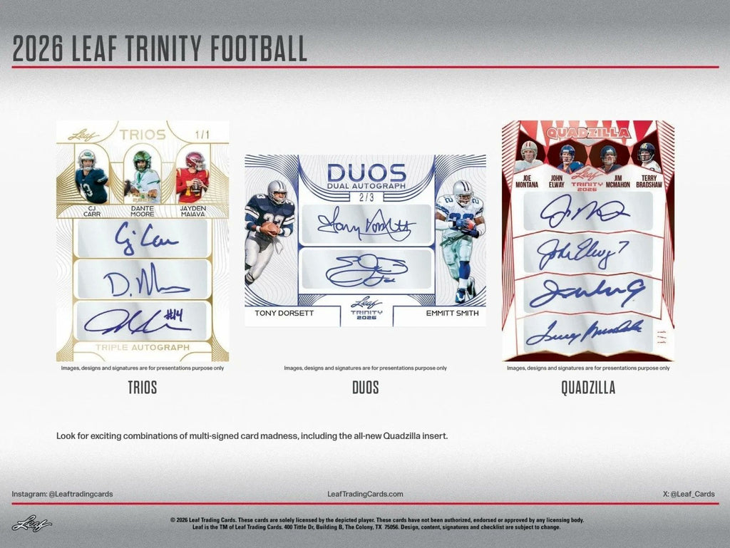 2026 Leaf Trinity Football NFL Factory Sealed 8 Box Hobby Jumbo Case