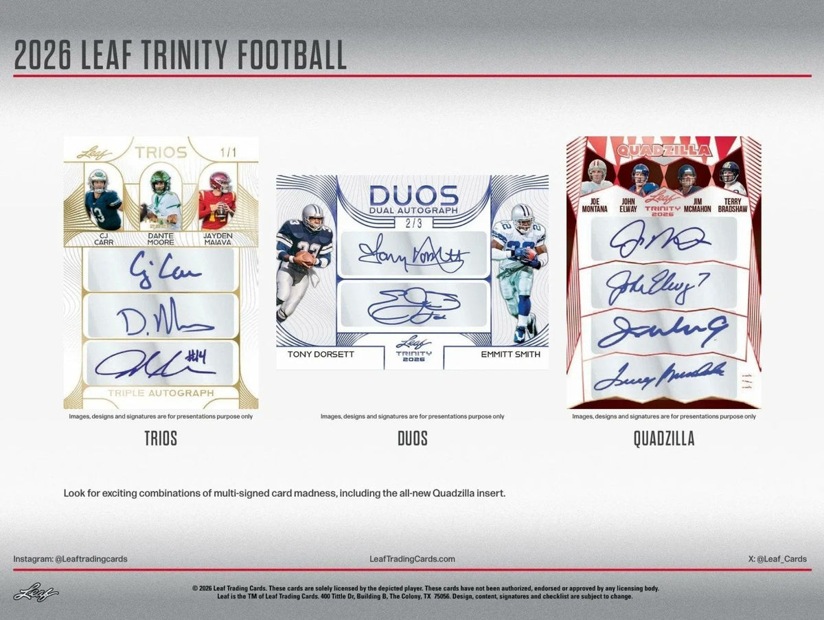 2026 Leaf Trinity Football NFL Factory Sealed 8 Box Hobby Jumbo Case