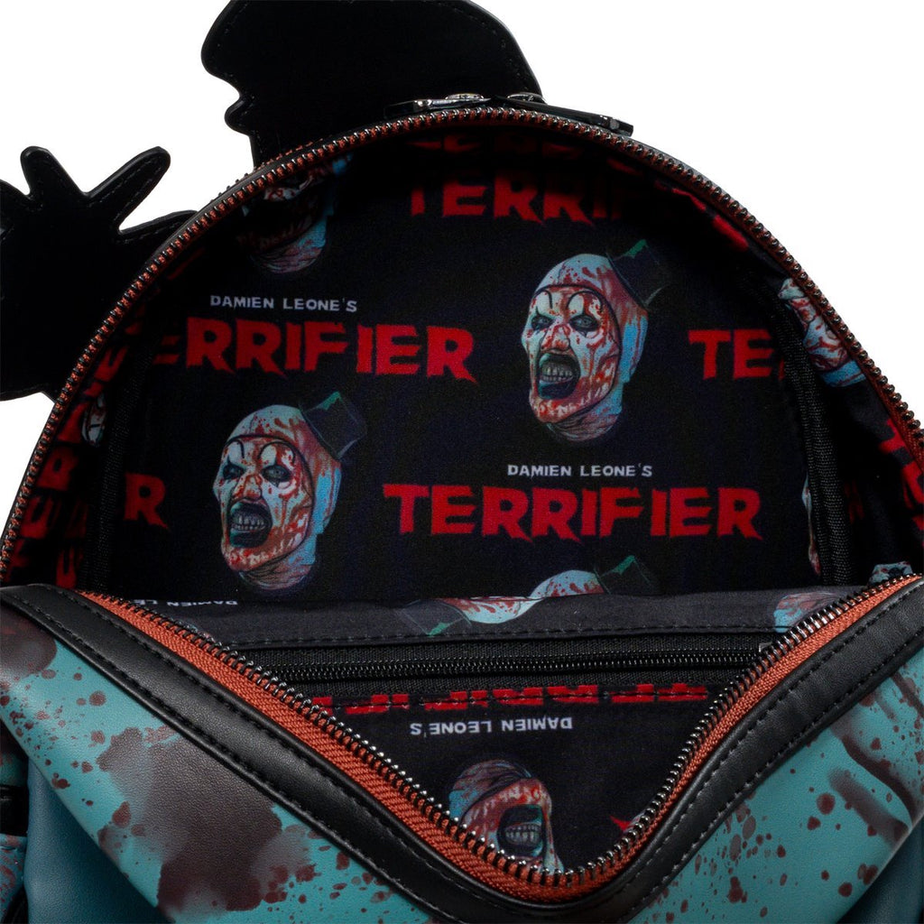 Loungefly Terrifier Art the Clown Glow-in-the-Dark Blood Splatter Mini Backpack - Entertainment Earth Exclusive Faux Leather Horror Collectible Bag
