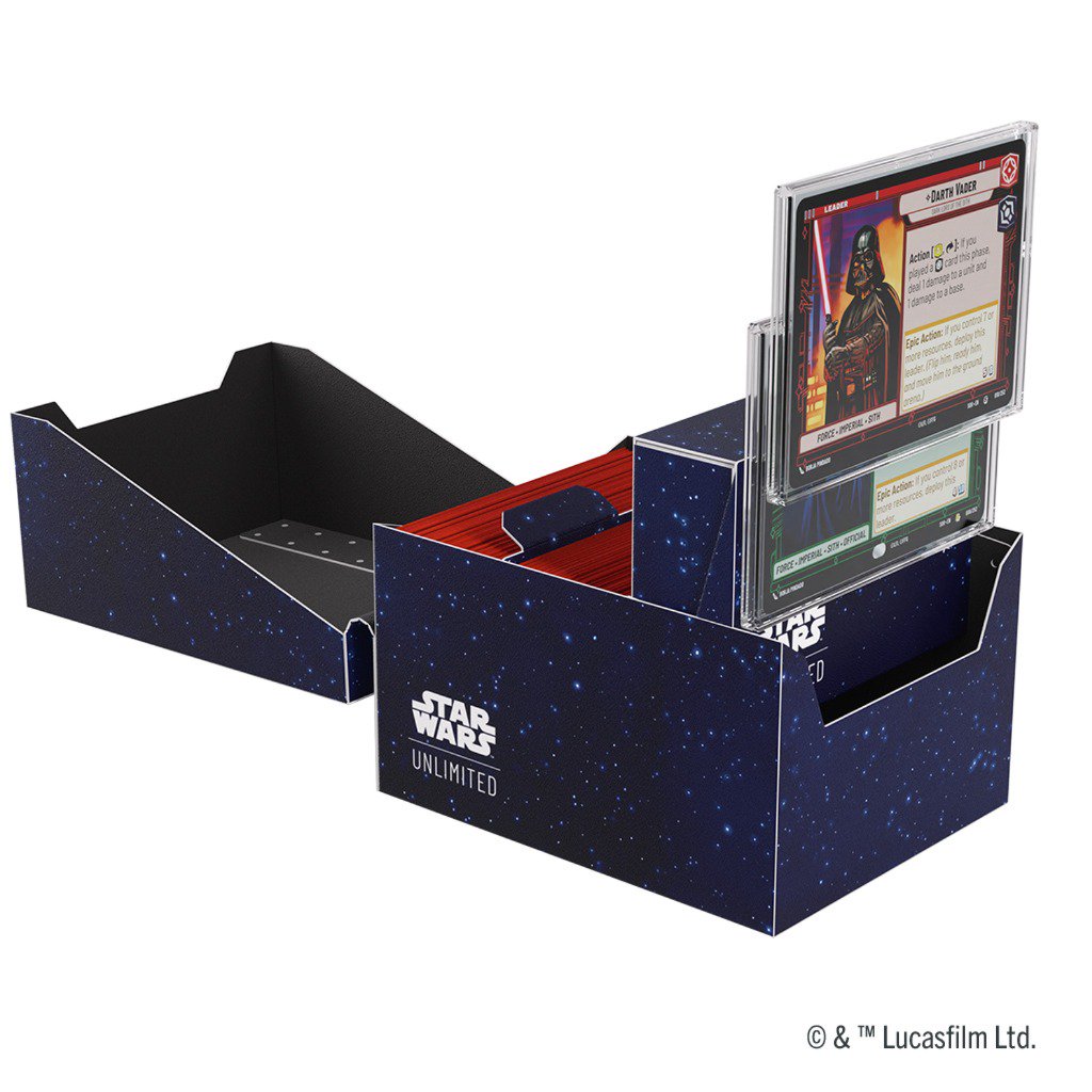 Star Wars Unlimited Twin Suns Soft Crate Card Back Blue, Officially Licensed Deck Box with Token Box and 2 Slide Card Cases, Holds Double-Sleeved
