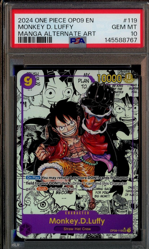 2024 One Piece OP09 En Manga Alternate Art #119 Monkey D. Luffy PSA 10 GEM MINT