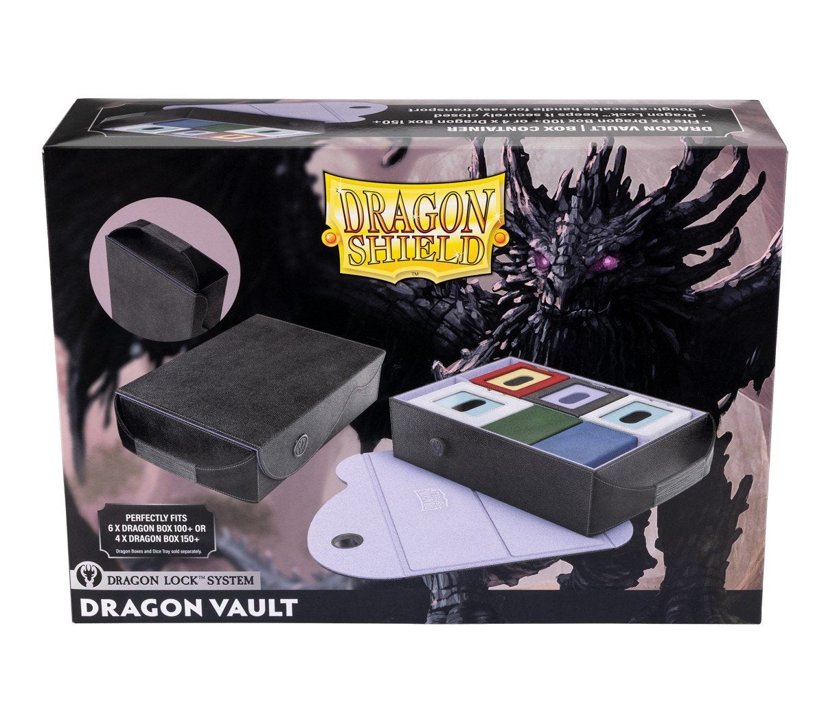 Dragon Shield Dragon Vault Black & Lilac Deck Box Storage Case with Dragon Lock Magnetic System for Trading Card Games, Premium Card Organizer