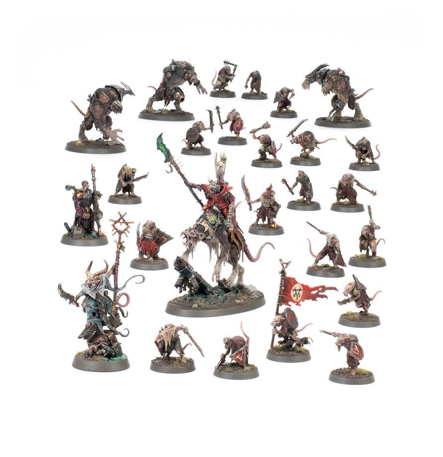 Warhammer Age of Sigmar: Ultimate Starter Set – Spearhead Starter Box with Stormcast Eternals & Skaven, 37 Push-Fit Miniatures, Gaming Mat, Dice &