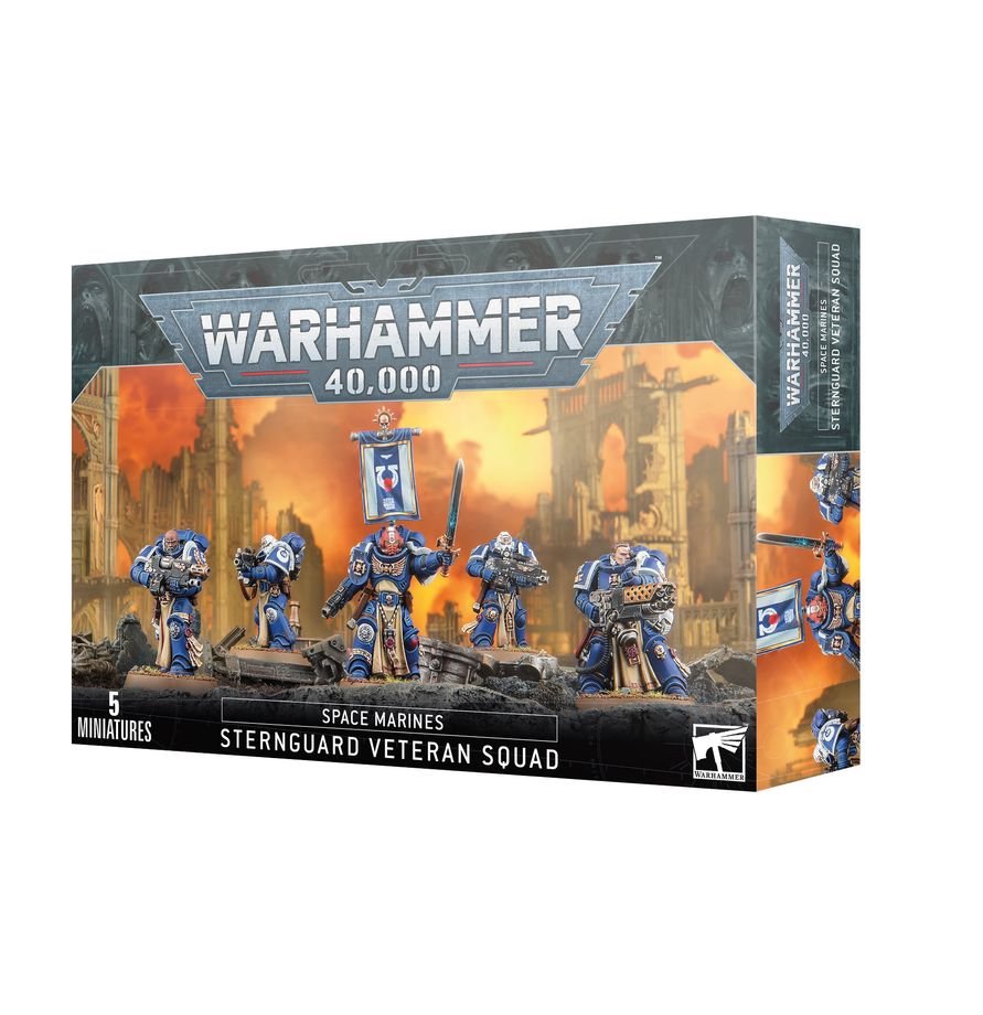 Warhammer 40K Space Marines Sternguard Veteran Squad Miniatures Kit – 5 Customizable Veteran Marksmen with Bolt Rifles, Combi-Weapons & Accessories