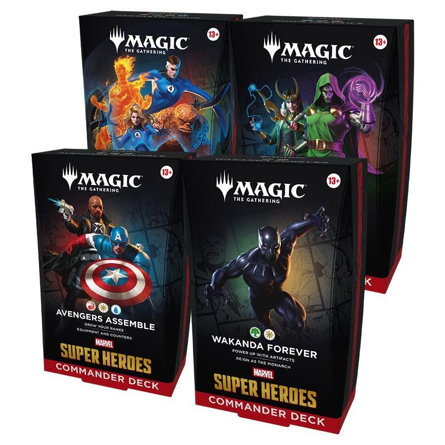 MTG Marvel Super Heroes Commander Deck 4ct – Ready-to-Play Magic: The Gathering Decks Featuring Heroes & Villains from the Marvel Universe