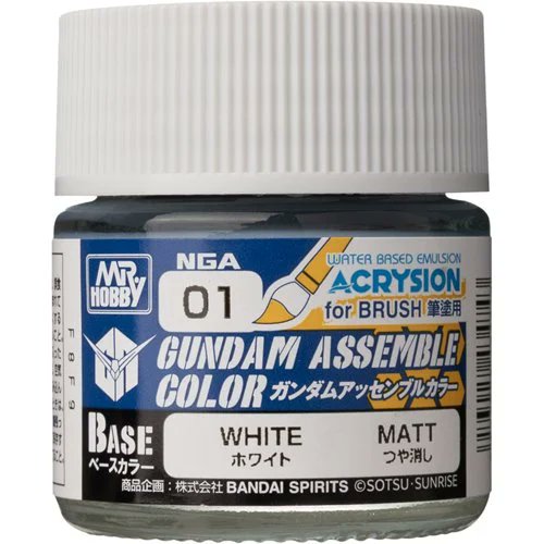 Gundam Assemble Color NGA01 White Paint - Premium Acrylic for Gundam Model Kits, HG & Perfect Grade, Bandai Figures, Anime Model Kits, Detailing &