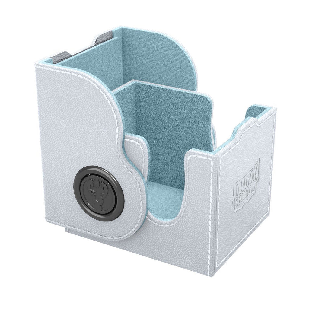 Dragon Shield Dragon Lock System Deck Box 100+ White & Aqua Magnetic Card Storage Case for TCG Cards, Acrylic Display Window, Holds 130 Single-Sleeved