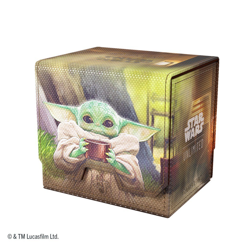 Star Wars Unlimited Deck Pod The Mandalorian & Grogu, Premium Deck Box with UV-Protected Slide Card Case, 60-Card Double-Sleeved Deck Holder, Token