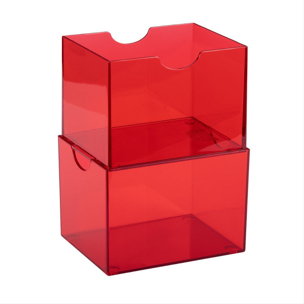 Dragon Shield Strongbox Deck Box Red 100+ Double-Sleeved Card Capacity, Clear Acrylic Stackable Trading Card Storage Case for MTG, Pokémon, Yu-Gi-Oh!