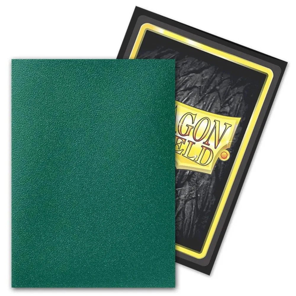 Dragon Shield Dual Matte Sleeves Power 100ct – Metallic Green Card Sleeves with Black Interior, 120µm Thick, Durable Deck Protectors for TCG, MTG
