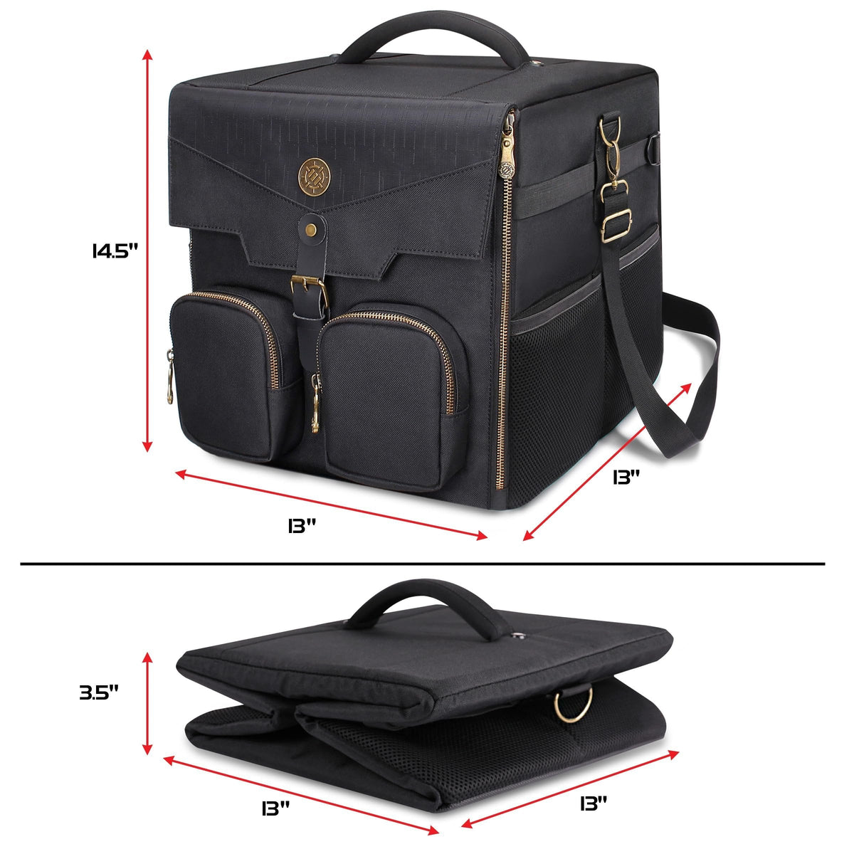 ENHANCE Board Game Shoulder Bag - Reinforced Board Game Storage with Padded Shoulder Strap and Accessories Pockets for Dice, Cards, More - Carrier