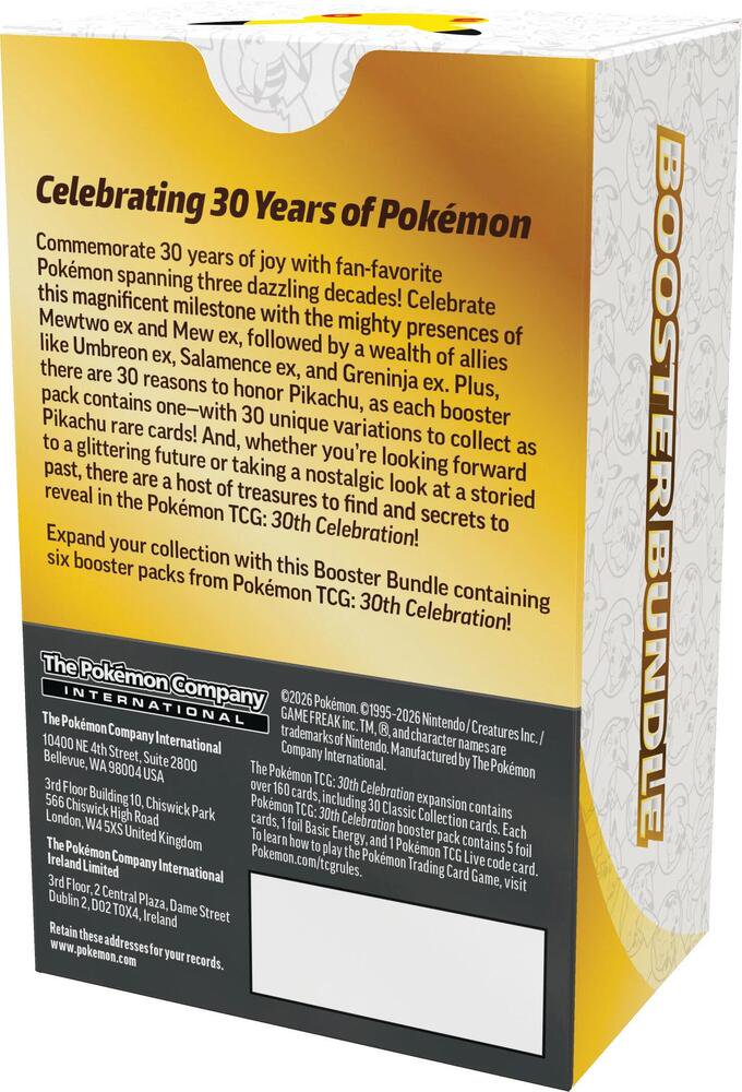 Pokémon TCG: 30th Celebration Booster Bundle (6 Factory-Sealed 30th Anniversary Expansion Booster Packs) - (Preorder)