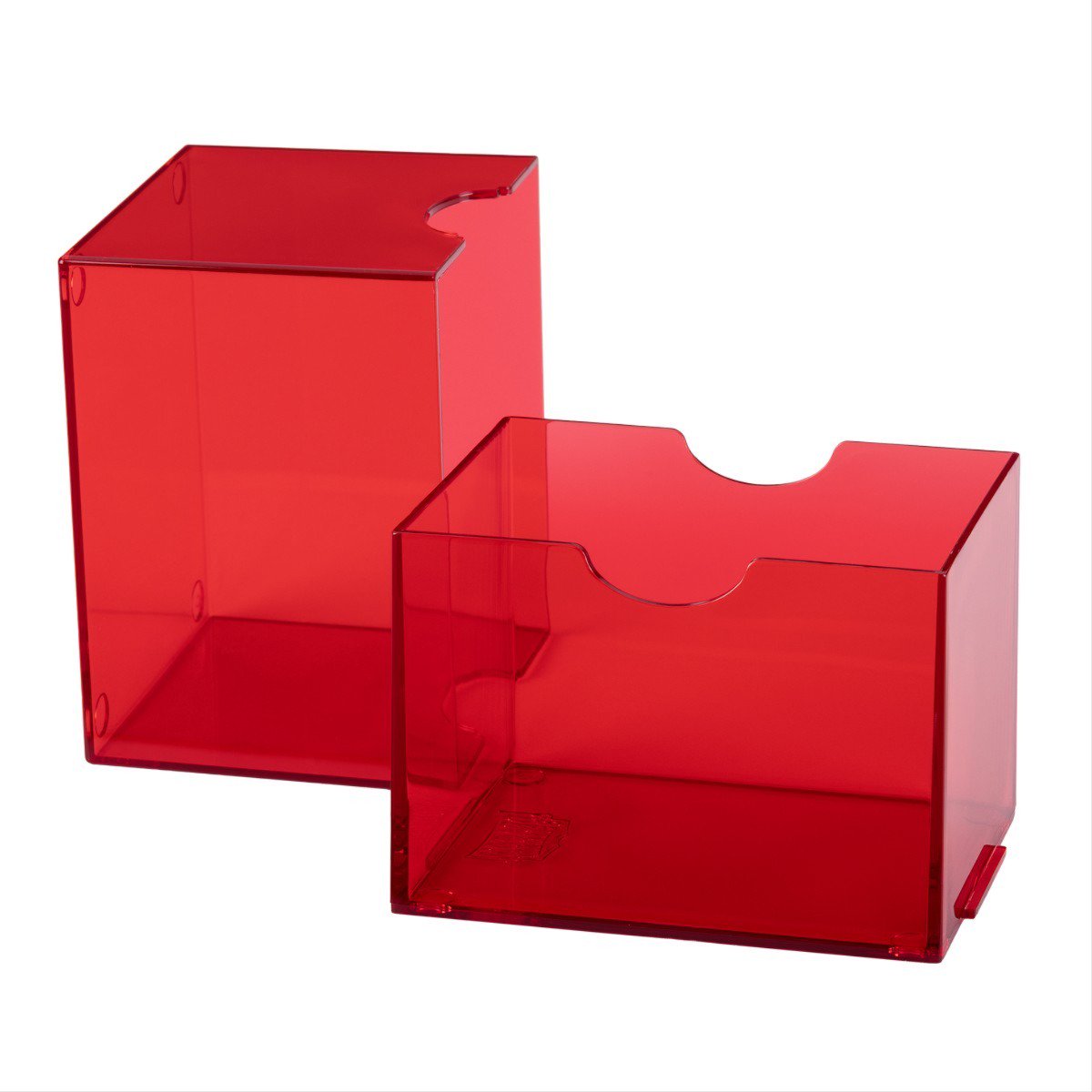 Dragon Shield Strongbox Deck Box Red 100+ Double-Sleeved Card Capacity, Clear Acrylic Stackable Trading Card Storage Case for MTG, Pokémon, Yu-Gi-Oh!